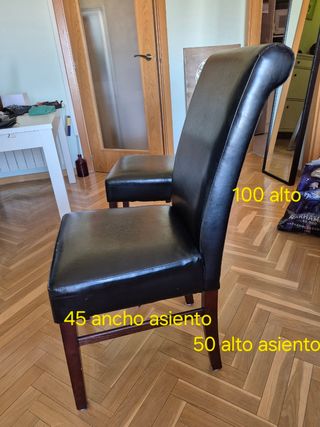 4 Sillas comedor piel sintética negra