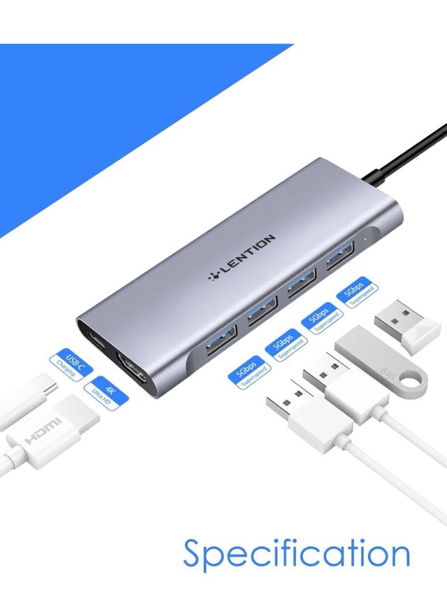Adaptador multipuerto USB-C LENTION