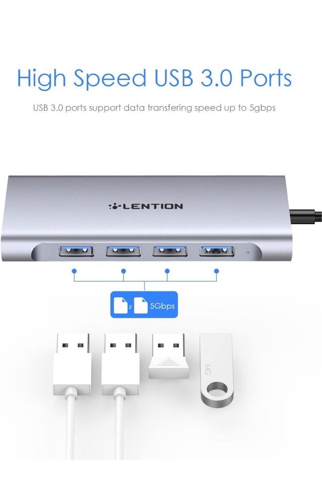 Adaptador multipuerto USB-C LENTION