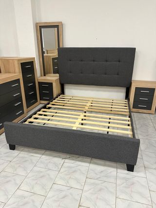 Cama 135x190cm - Gris - Tela