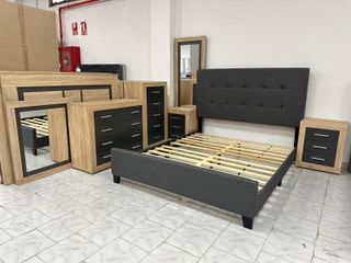 Cama matrimonio gris 135x190