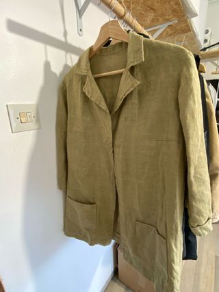 Sobrecamisa lino verde oliva