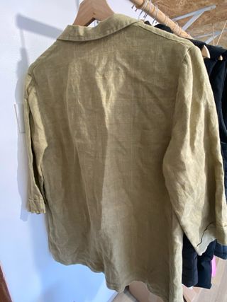Sobrecamisa lino verde oliva