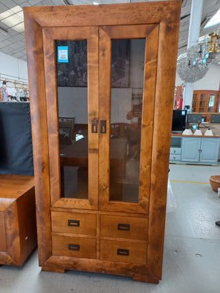 Vitrina madera maciza - 2 puertas