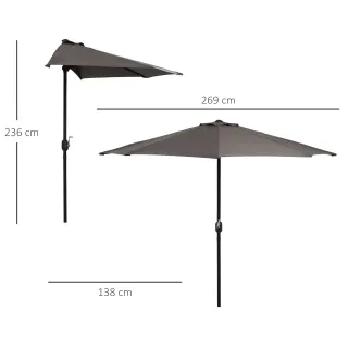 Sombrilla terraza 269x138cm gris