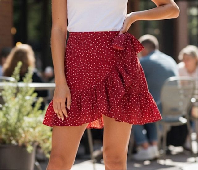 Mini falda roja lunares