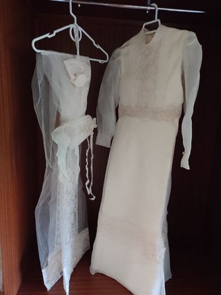 Vestido comunión vintage blanco roto. Perfecto