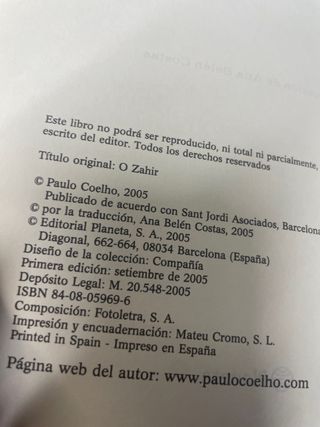 El Zahir. Paulo Coelho. Planeta