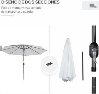 Sombrilla Jardín 295x250cm Blanca