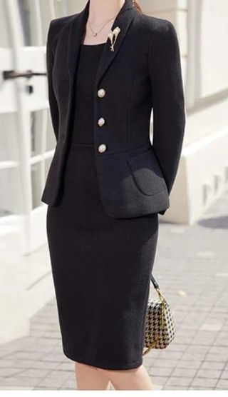 Traje mujer chaqueta y vestido azul marino 38