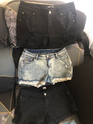 Shorts vaqueros y negros -talla M