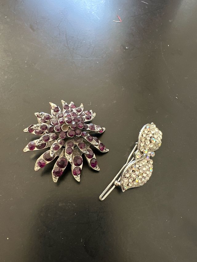 Broches: Sol y hojas purpura