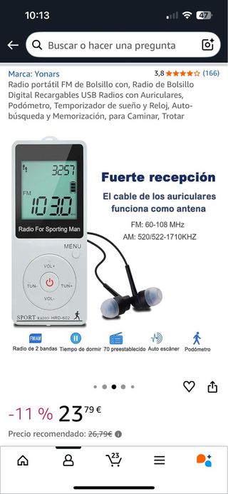 Radio portátil FM de bolsillo