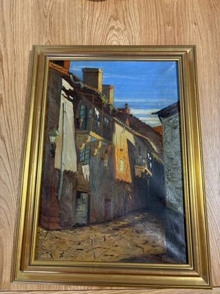 Cuadro al óleo: paisaje urbano