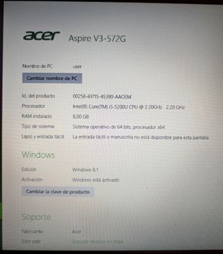 Portátil Acer Aspire V3-572G