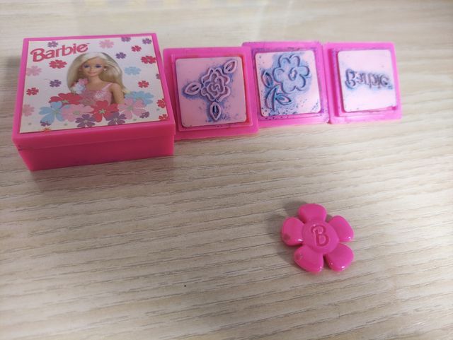 Sellos Barbie: 3 sellos + tintero