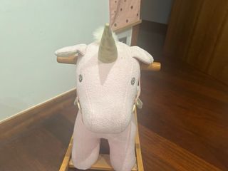Caballo balancín unicornio rosa
