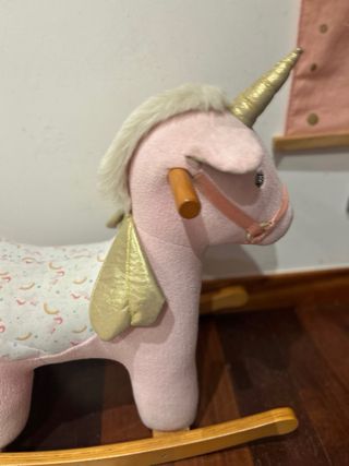 Caballo balancín unicornio rosa