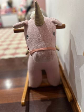 Caballo balancín unicornio rosa