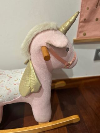 Caballo balancín unicornio rosa