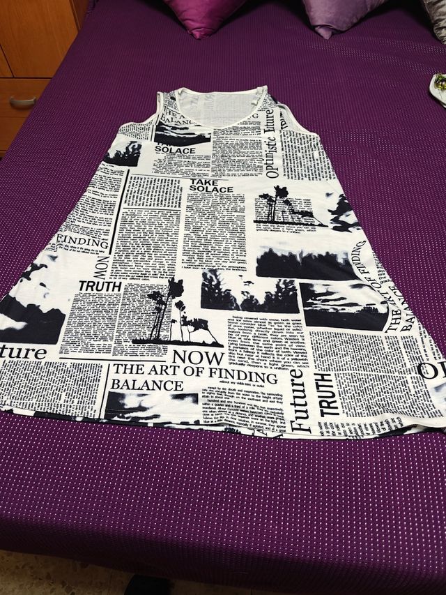 Vestido estampado prensa blanco-negro