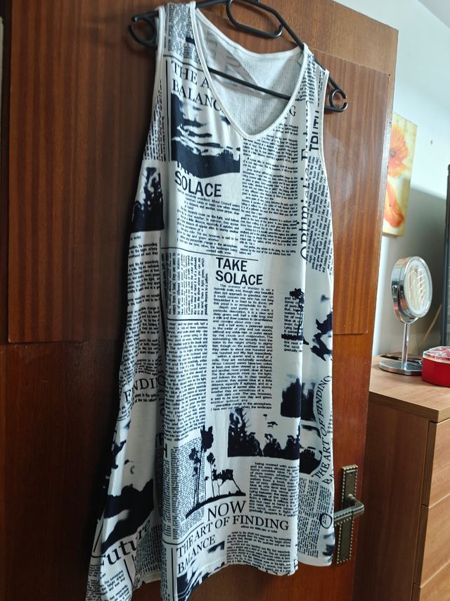 Vestido estampado prensa blanco-negro