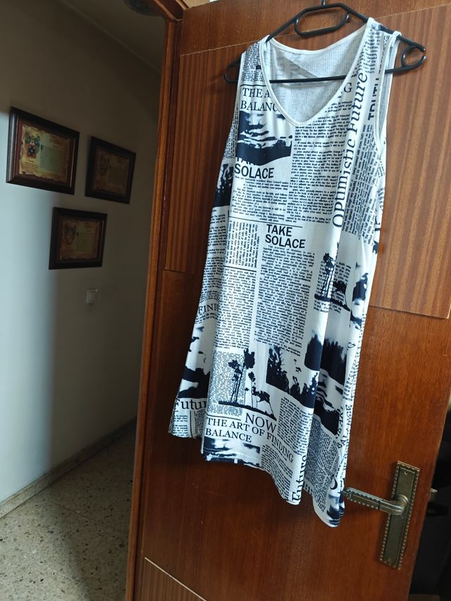 Vestido estampado prensa blanco-negro