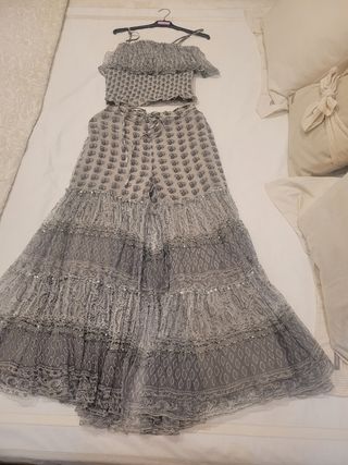 Conjunto pantalón y top gris T.