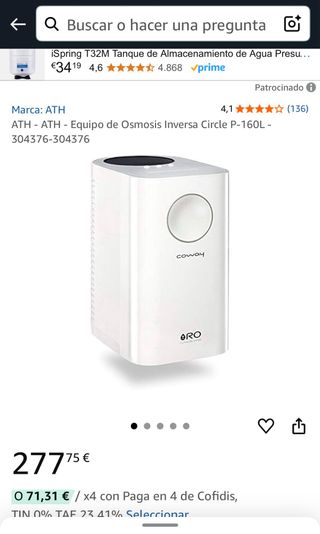 Filtro agua Coway 160L