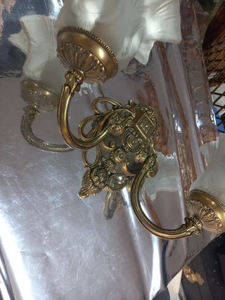 Aplique bronce dorado 2 luces