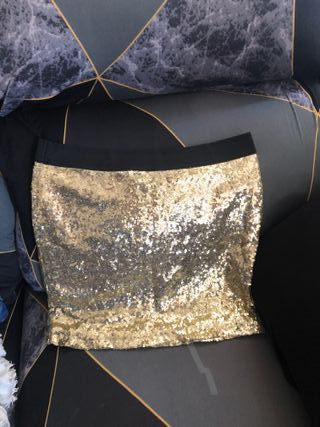 Falda cortabdorada lentejuelas