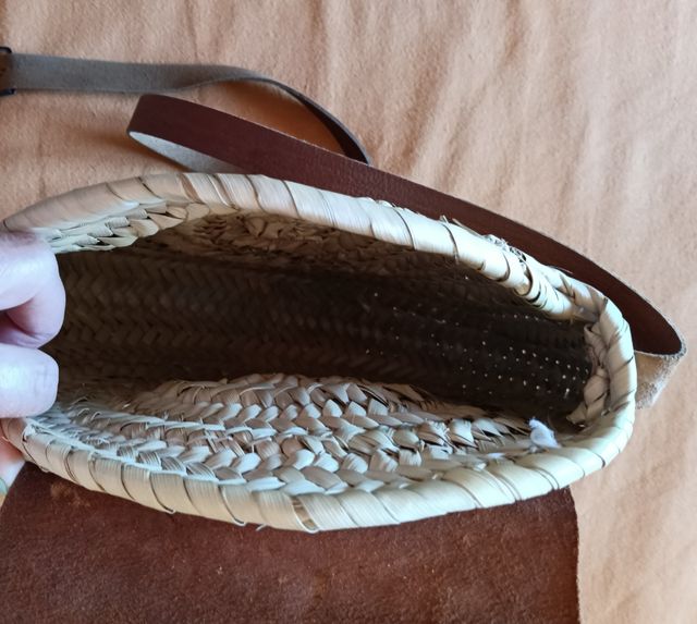 Bolso rafia marrón y beige