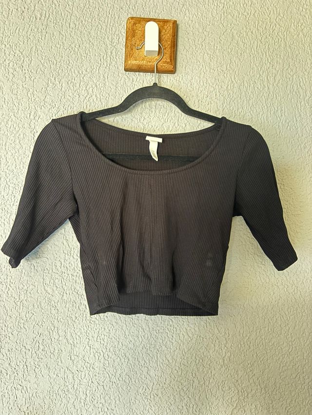 Crop top H&M negro talla S