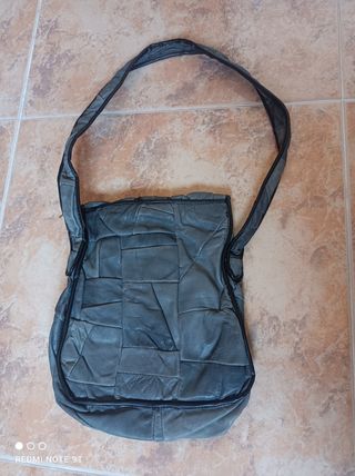 Bolso de hombro piel gris vintage