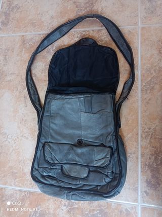Bolso de hombro piel gris vintage