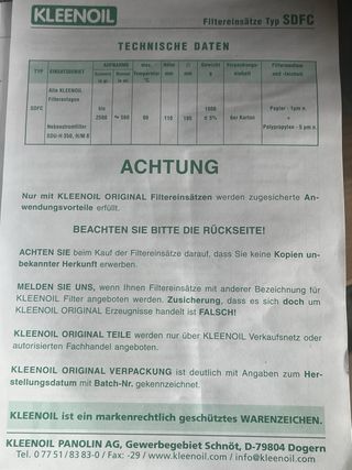 Filtro hidráulico KLEENOIL SDFC