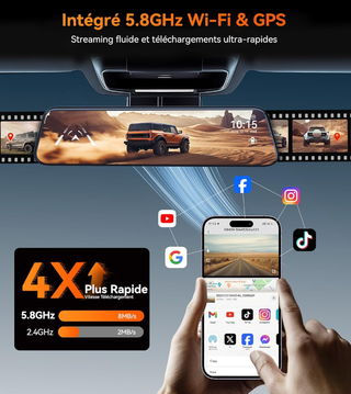 Dashcam Espejo Retrovisor GPS WiFi