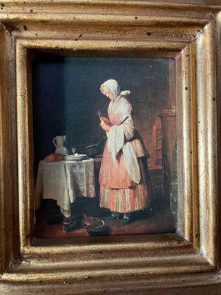 Quadro vintage fiammingo con cornice dorata