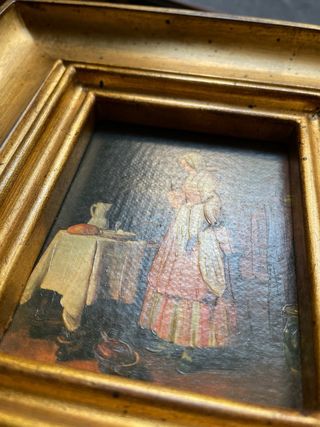 Quadro vintage fiammingo con cornice dorata