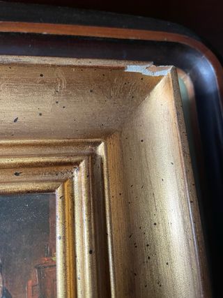 Quadro vintage fiammingo con cornice dorata