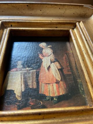 Quadro vintage fiammingo con cornice dorata