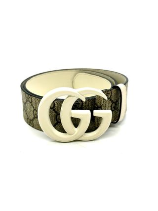 Cinturón Gucci GG Supreme Beige/Blanco