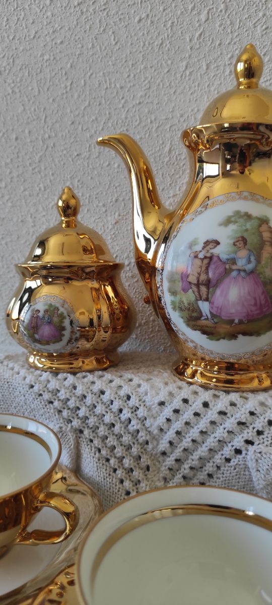 Set tè in porcellana Bavaria oro 24k