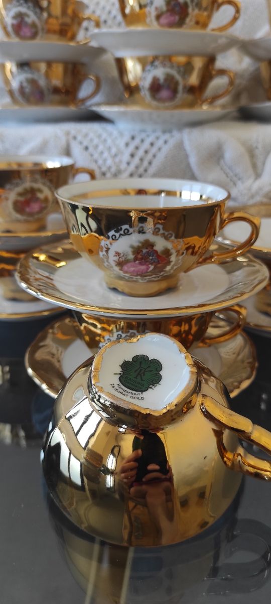 Set tè in porcellana Bavaria oro 24k