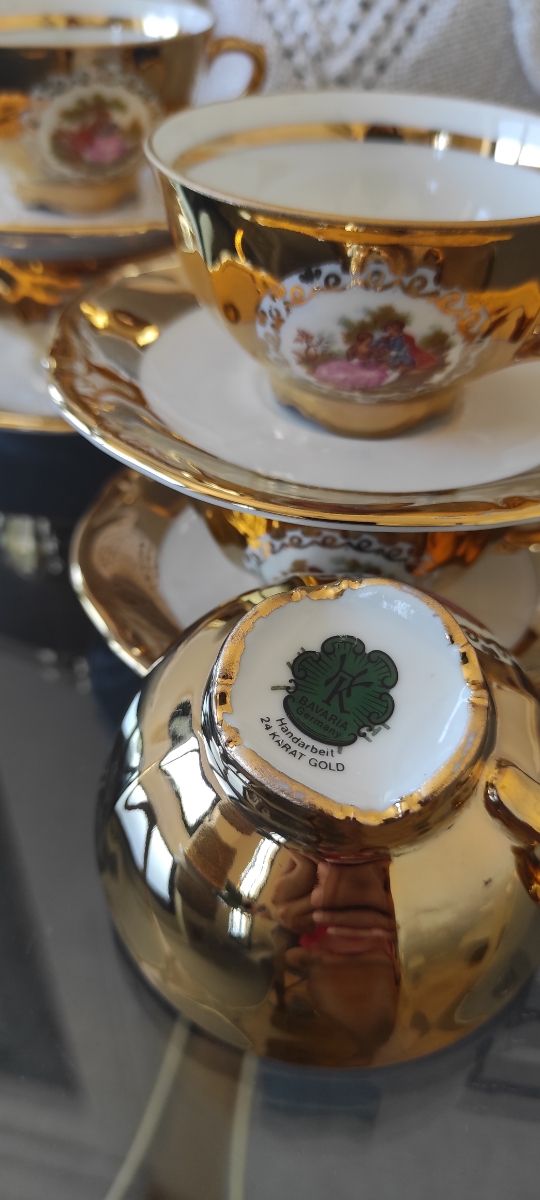 Set tè in porcellana Bavaria oro 24k