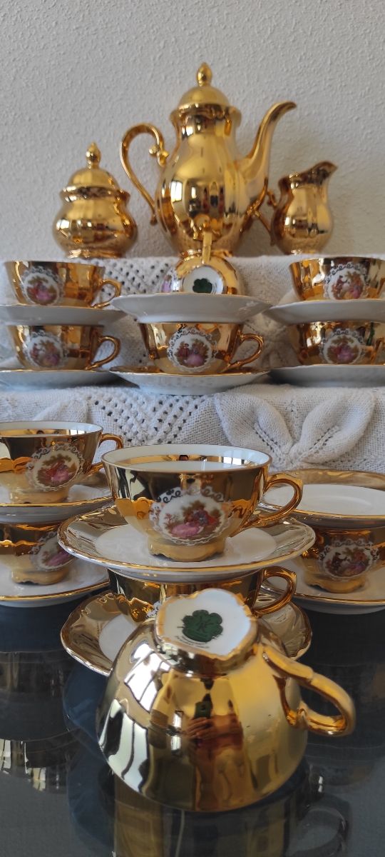 Set tè in porcellana Bavaria oro 24k