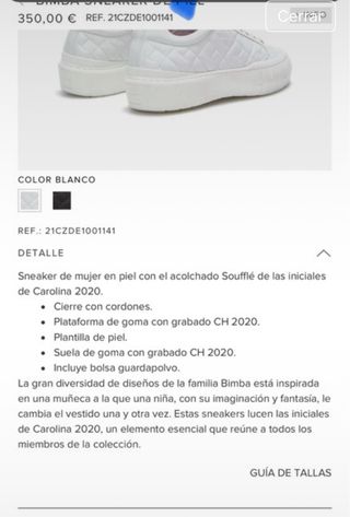 Zapatillas Carolina Herrera Blancas 37