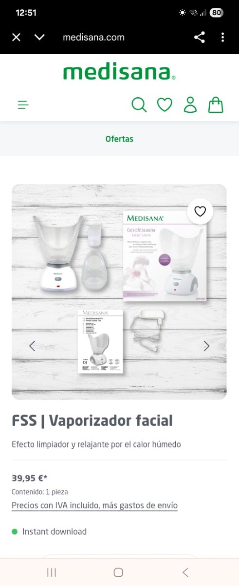 Vaporizador Sauna Facial y Nasal Medisana FSS