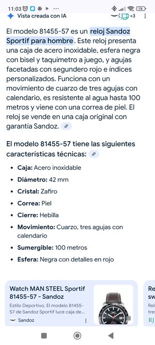 Reloj Sandoz Cronógrafo marrón