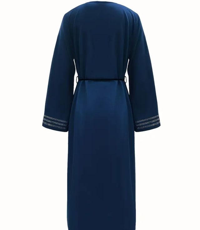 Abaya blu nuova con cintura
